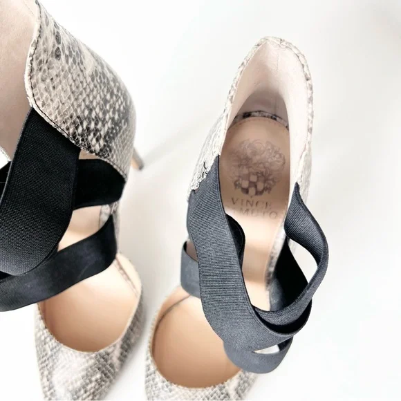 Vince Camuto Nigel Snake print pointed toe stiletto heels Leather heels Size 9 - Picture 4 of 10